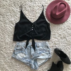 Free People Black Crop Top